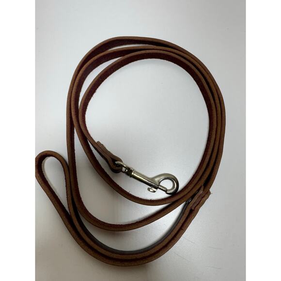 Leather Dog Leash High Quality Durable Leather 62” Length Brown S M L Dog Breeds - Picture 1 of 6